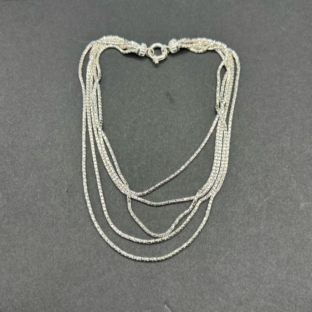 Collar de plata de ley 925 de 5 cadenas